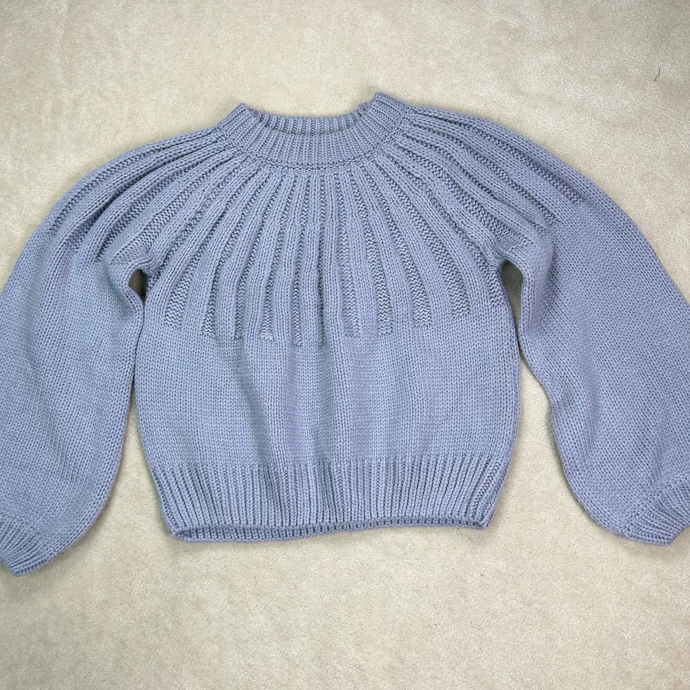 Anthropologie En Saison Sweater Womens Med Cable Knit Balloon Sleeve Crewneck